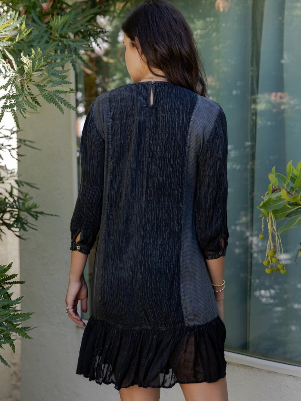 Boho Embroidered Ruffle Hem Babydoll Dress - Picture 4 of 7